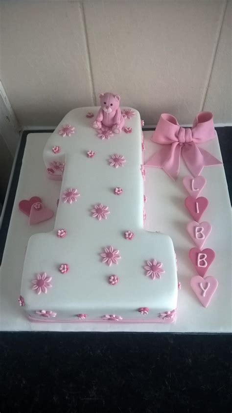 Pink And White Number 1 Cake Boys 1st Birthday Cake Baby First