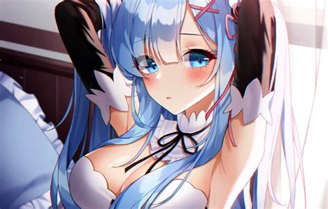 Wallpaper Girl Sexy Lingerie Bra Cleavage Long Hair Boobs Anime For Mobile And Desktop