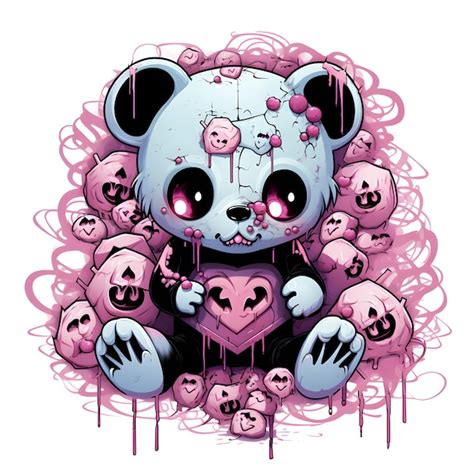 Premium Ai Image Cute Kawaii Gothic Teddy Bear With Pastel Colors