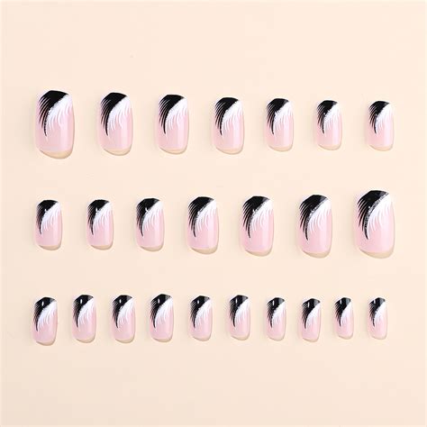 Ins Hot 24pcs Set Full Cover False Nail Square Nail Tip Long Press On Fake Artificial Nails