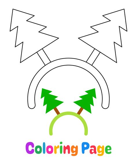 Coloring page with Christmas tree headband for kids 13971727 Vector Art ...