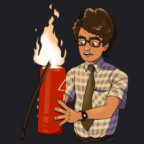 Maurice Moss and the faulty fire extinguisher, The IT Crowd; Richard ...