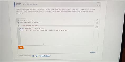 Solved Challenge Activity Compute Change A Cashier