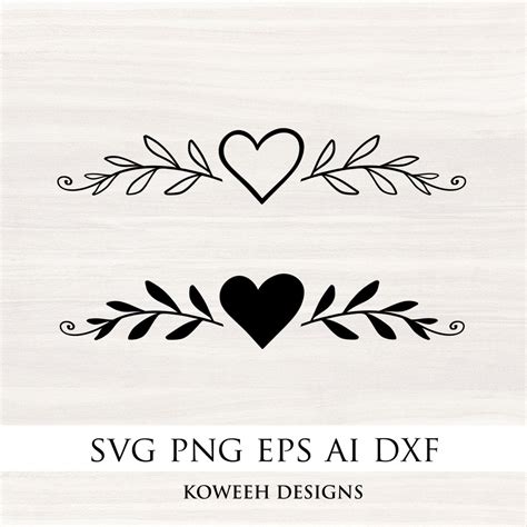 Heart Flourish Svg Heart Laurel Wreath Svg Cut File Instant Download