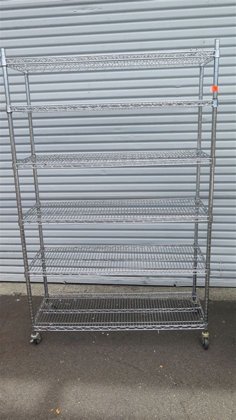 NSF Rolling Stainless Steel Wire Shelving Unit 48" x 18" x 75"H