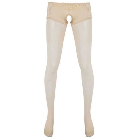 YOOJIA Collant Homme Sexy Ouvert Sissy String Bas Autofixants Transparent Lingerie Bas De Pyjama