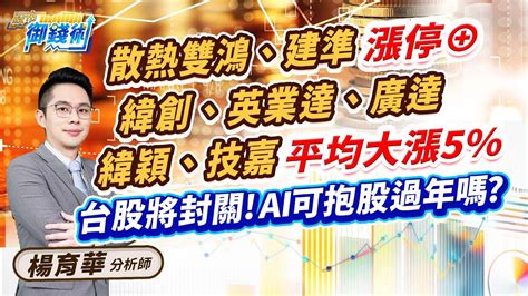 20240202【散熱雙鴻、建準漲停⊕ 伺服器組裝廣達、緯創 緯穎、技嘉平均大漲5 台股將封關ai可抱股過年嗎】楊育華 股市御錢