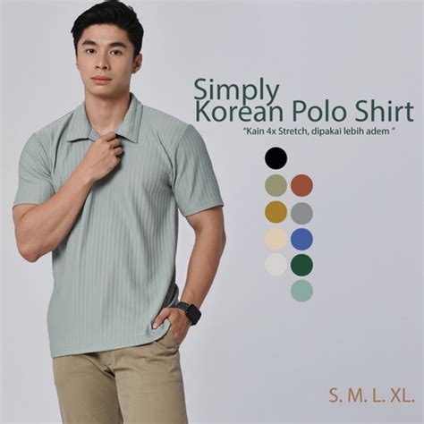 Jual Cupachino Korean Knit Baju Polo Shirt Pria Salur Besar Dengan