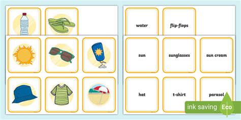 Sun Safety Matching Cards Teacher Made Twinkl