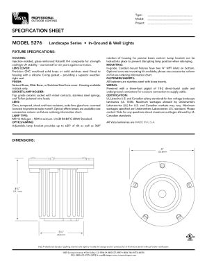 Fillable Online SPECIFICATION SHEET Fax Email Print PdfFiller