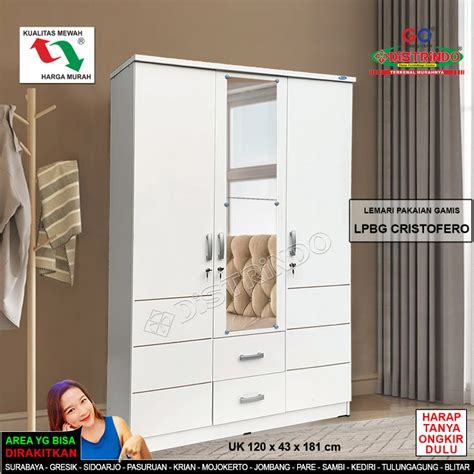 Jual DISTRINDO Lemari Pakaian 3Pintu 2Laci Lemari 10 Storage Lemari