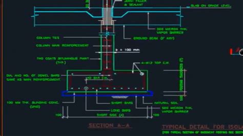 Civil Engineering Isolated Footing Reinforcement Sectional Details In