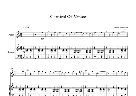 Carnival Of Venice Julius Benedict Flute Piano Arr Digital Book