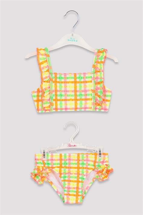 Multi Color Set Bikini Fetițe Neon Gingham Andeau PLBHMW T IYMIX