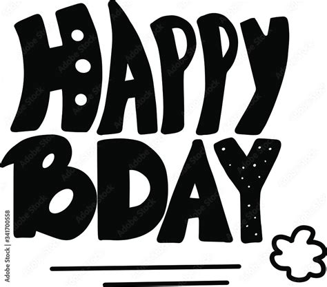 Creative Happy Birthday Card template. Black handwritten script on white background. Trendy ...