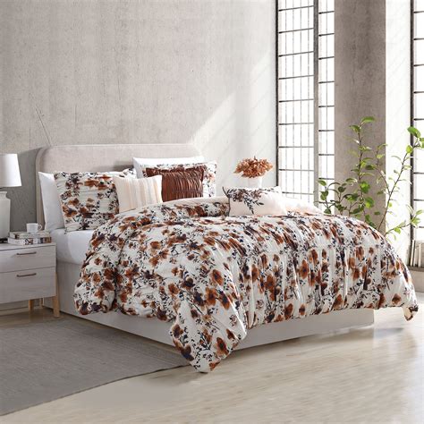 Modern Threads 6 Piece Textured Comforter Set Microfiber Floral Ridge Queen