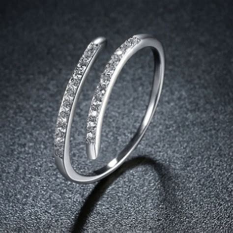 Silver Open Rings Double Layer Rhinestone Rings For Girl Women Rings Gift Jewelry New Arrivals ...