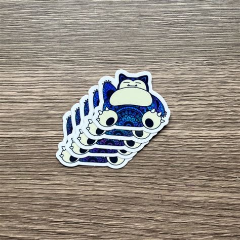 Holographic Snorlax Pok Mon Mandala Sticker Etsy