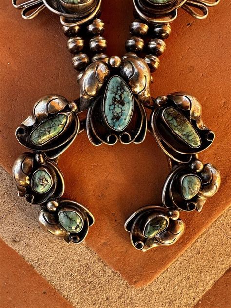 Vintage Early Turquoise Sterling Silver Navajo Nadja Squash Blossom