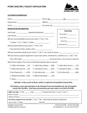 Fillable Online Picnic Shelter Facility Request Form Fax Email Print