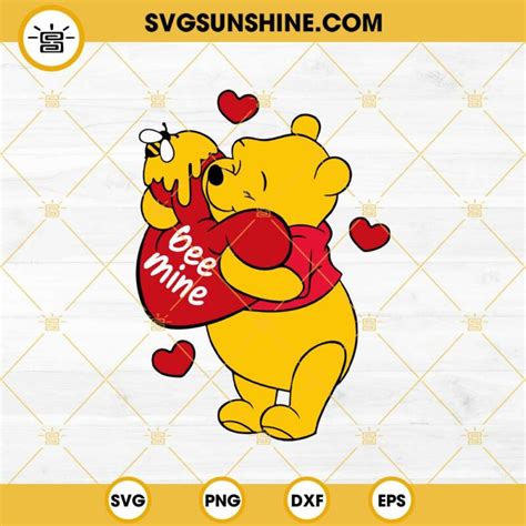 Winnie Pooh In Heart Svg Winnie Pooh Valentine Svg Valentines Day