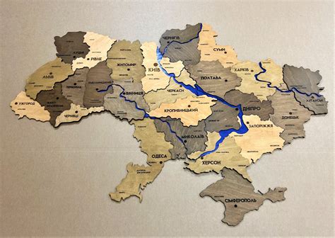 Ukraine 3D map with rivers color Elis – Factura