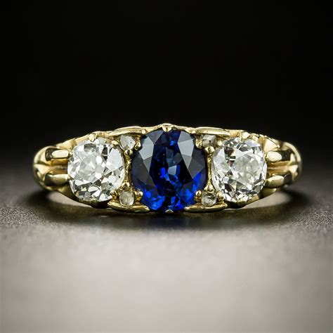 Vintage Sapphire And Diamond Three Stone Ring