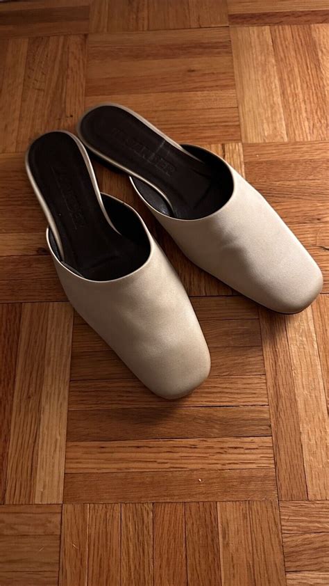 JIL SANDER Nude Beige Silk Slides Vintage SIZE EU Gem