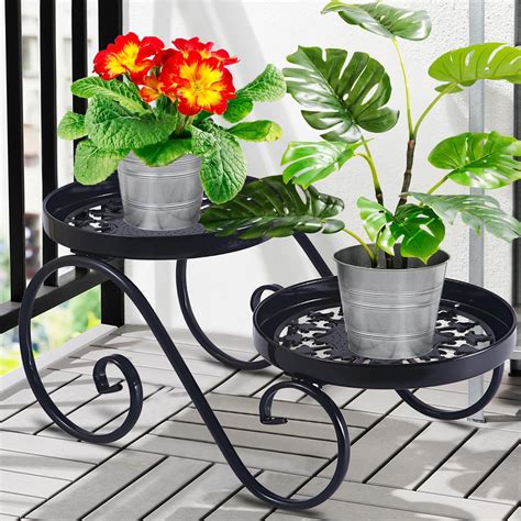 HLC Bronze Porte Pot Pots Plante Fleurs 3 Etagere Support Jardin En