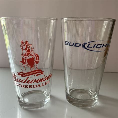 Budweiser Clydesdales And Bud Light Beer Glass Tumblers Ebay