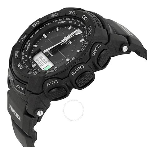 Casio Pro Trek Triple Sensor Tough Solar Black Dial Black Resin Men S