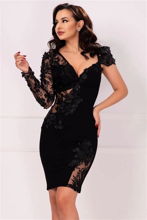 Rochie Neagra Simpla Eleganta Moda La Ndem N