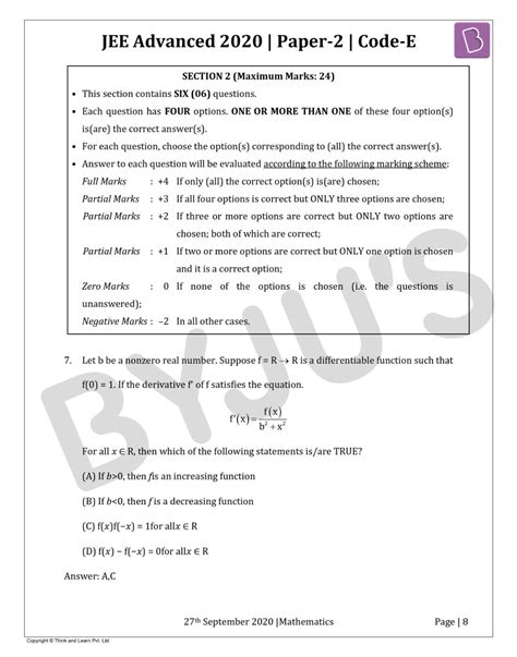 Jee Advanced 2020 Maths Paper 2 Solutions Download Pdf