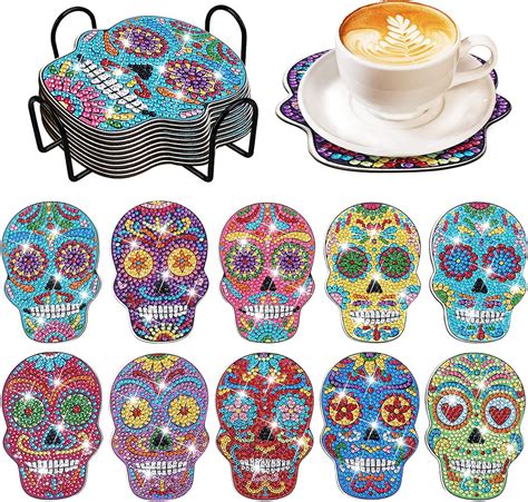 Amazon Ylolul Pcs Skull Shaped Diamond Painting Coasters Kits