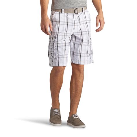 Lee Mens Wyoming Belted Cargo Shorts Plaid