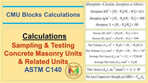 Cmu Blocks Test Calculations Concrete Masonry Units Astm C