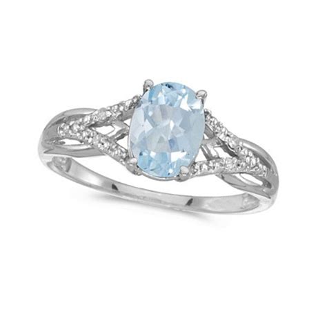 Oval Aquamarine and Diamond Cocktail Ring 14K White Gold 1.20 ct - CBR89