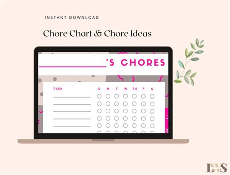 Chore Chart & Ideas Digital Instant Download Home Organizer Mom ...