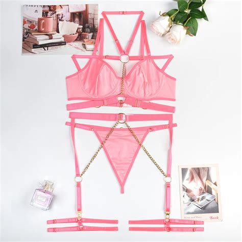 Big Secret Leather Lingerie Set With Garters Shiny Fashion Lale Look