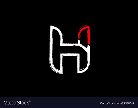 Grunge white red black alphabet letter h logo Vector Image