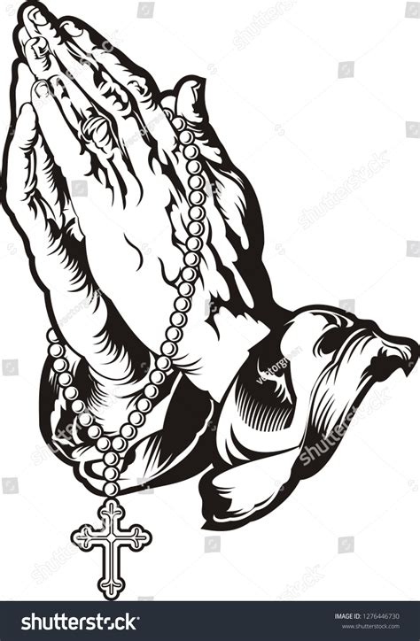 Praying Hands Rosary Tattoo: ภาพประกอบสต็อก 1276446730 | Shutterstock