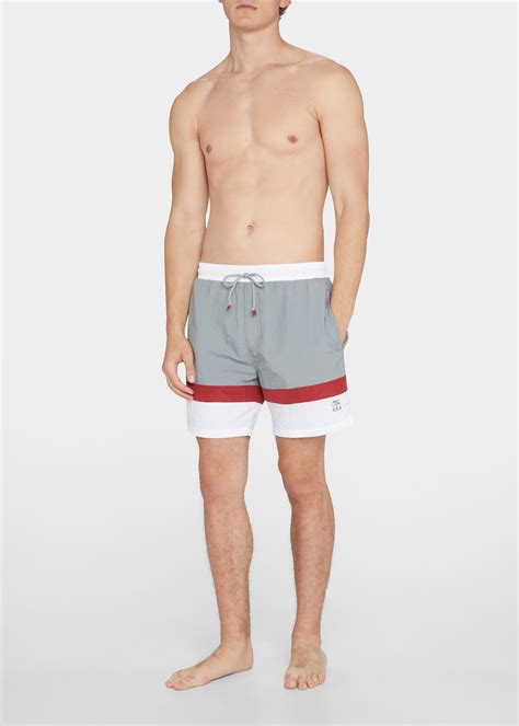 Brunello Cucinelli Men S Color Block Swim Shorts Editorialist