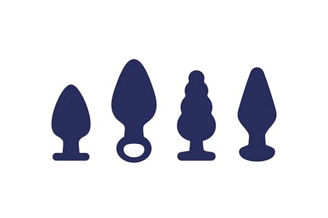 ícones de plug anal brinquedos sexuais isolados em branco Vetor Premium