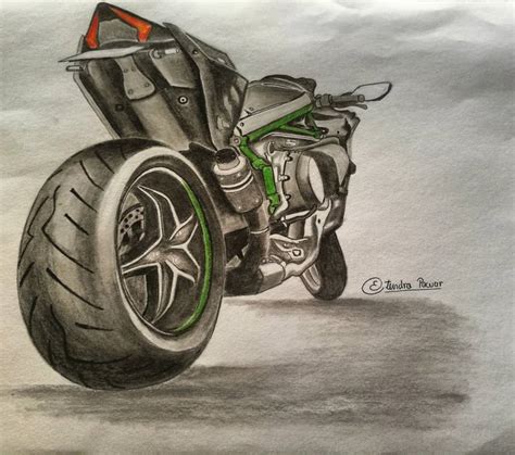 Kawasaki H2 Pencil arts Drawing by Hitendra Pawar | Saatchi Art