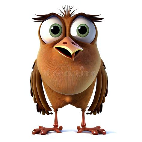 A Cartoon Bird with Big Eyes and a Surprised Look on Its Face Stock ...