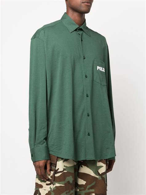 VETEMENTS Green Polizei Logo Shirt | Smart Closet