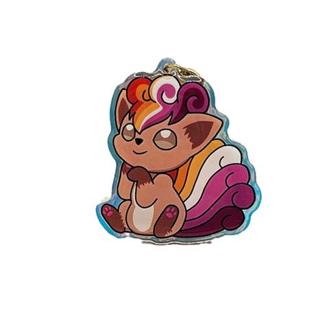 Pride Pokemon Lesbian Vulpix Keychain Design