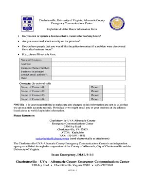 Fillable Online Albemarle Keyholder Form Pdf Albemarle County Fax