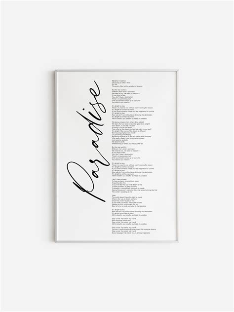 BTS Paradise Lyrics Prints Poster digital Download Korean - Etsy