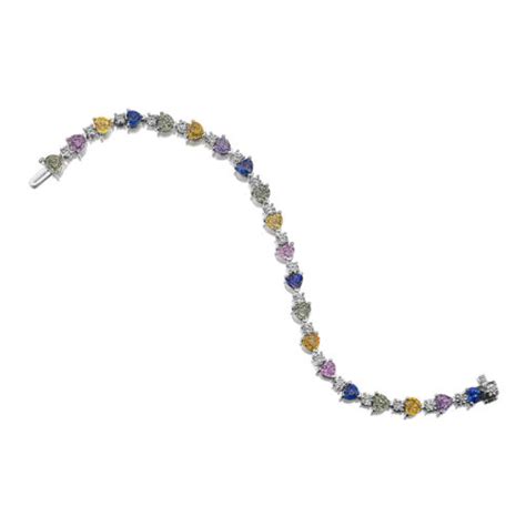 Ct Mixed Color Heart Shape Sapphire Diamond Bracelet Ses Creations